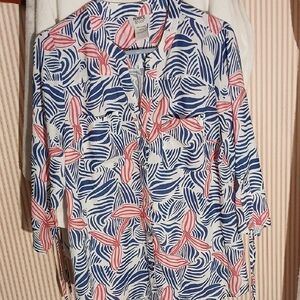 Monroe & Main Navy and Pink Tropical Print Tunic